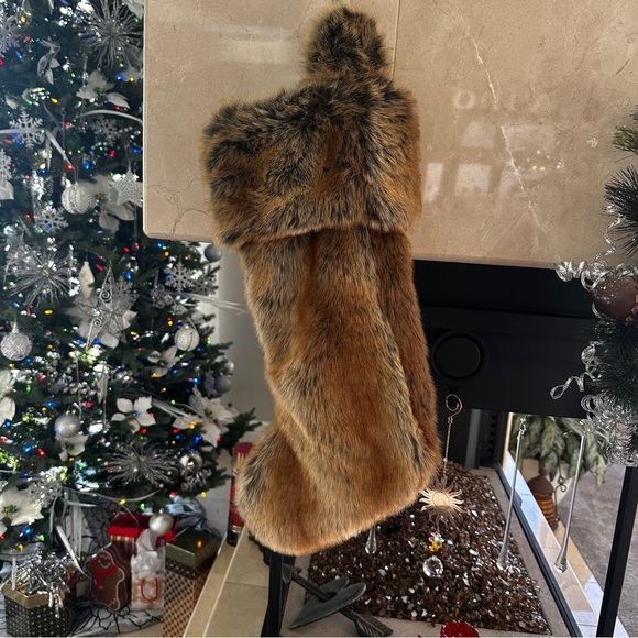 Faux Fur Christmas Stocking by Designer Tahari Home - Picture 3 of 5